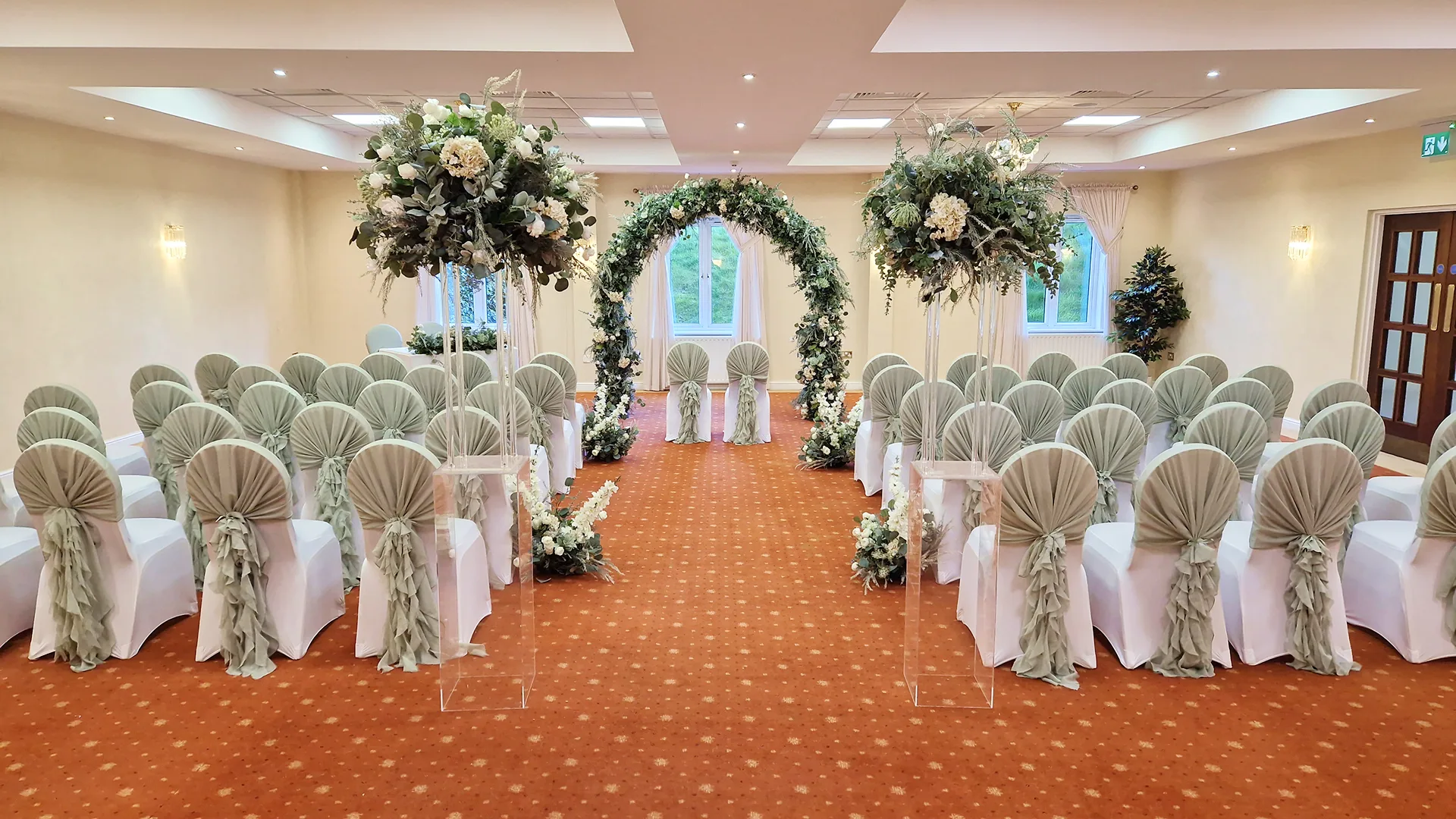 The wedding venue all set up for the ceremony. 